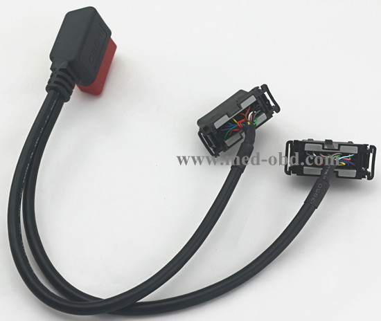 Y Cable, Right-Angle J1962M To 2 J1962F, 1ft,OBD2 Splitter Y Cable