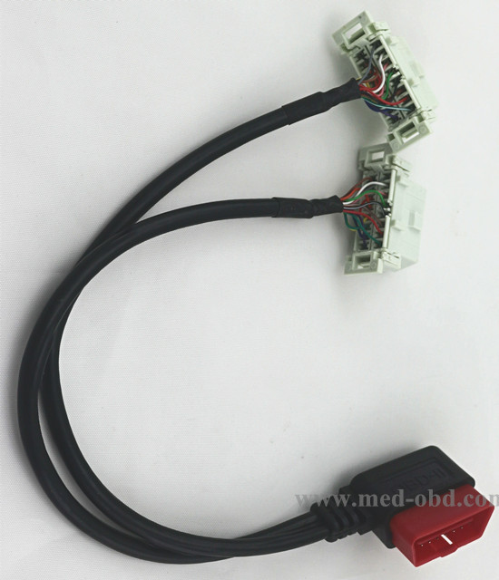 OBD2 Splitter Y Cable, Right-Angle J1962M To 2 J1962F, 1ft