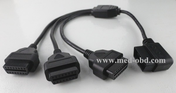 OBD2 Splitter Y Cable , Right Angle J1962M To 3-J1962F, Splitter OBD2 Cable 1 To 3, 1ft