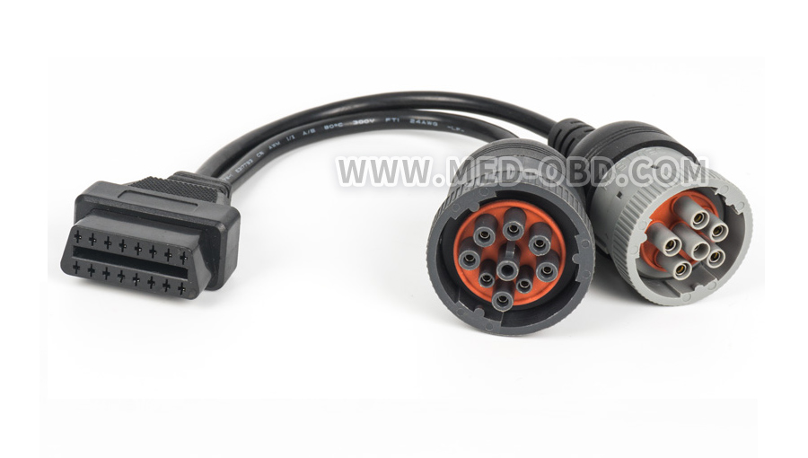 Deutsch J1939 Male Connector To J1939 Female Connector And OBD2 Female Y Cable