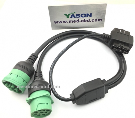 OBDII Pass Through To J1939 9pin Male And Female Y Cable