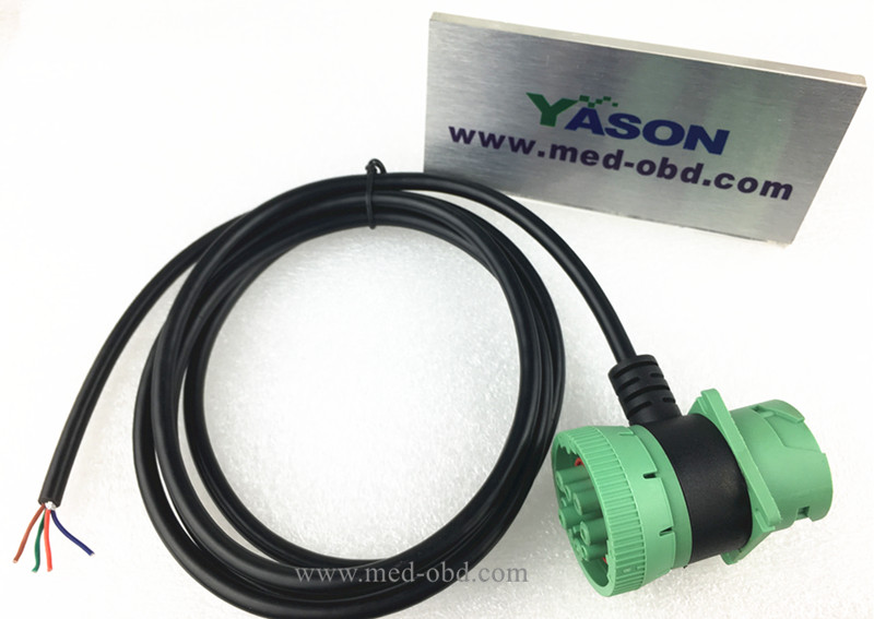 Green J1939M/F Pass-Through To Open End Cable 2m