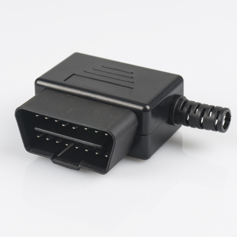 OBD2 Male Connector 16pin 90 Degree Right Angle J1962m Plug With Enclosure Without Screw