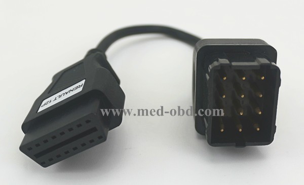 Renault Adapter, OBD 16P FEMALE For RENAULT 12P To Obd2 Adapter