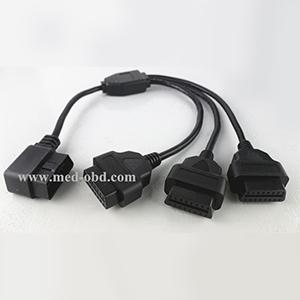 OBD2 Splitter Y Cable , Right Angle J1962M To 3-J1962F, Splitter OBD2 Cable 1 To 3, 1ft