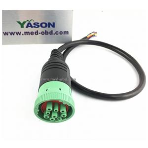 Green J1939 (9pin) To Open End 1ft 9pins Wired Female