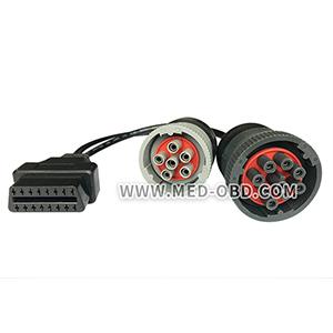 OBD2 Interface Truck Y Cable OBD2 16pin Female To J1708 6pin And J1939 9pin