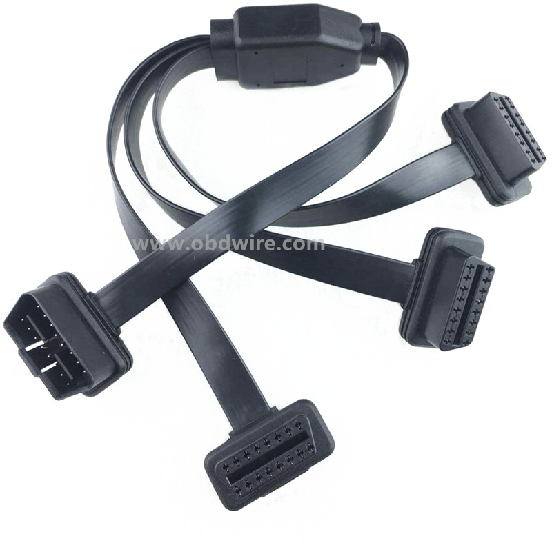 OBD 2 Ribbon Cable 1 Male to 3 Female 16pin extenstion Y Cable