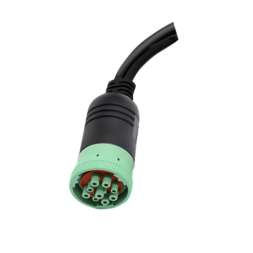 Right angle green 9-pin type 2 cable for truck automatic diagnostic tool
