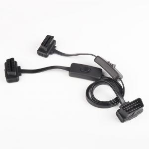 60cm Automobile OBD2 cable : one to two with switch extension flat cable one pulling two transfer cable