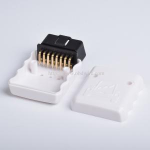Automotive OBD2 male connector white housing gold plated bent pin male connector